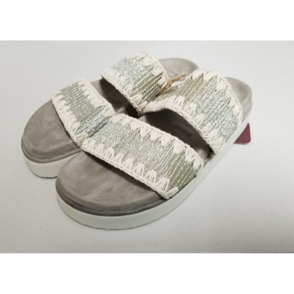 Anthropologie Mou Glitter Slide Sandals Size 39